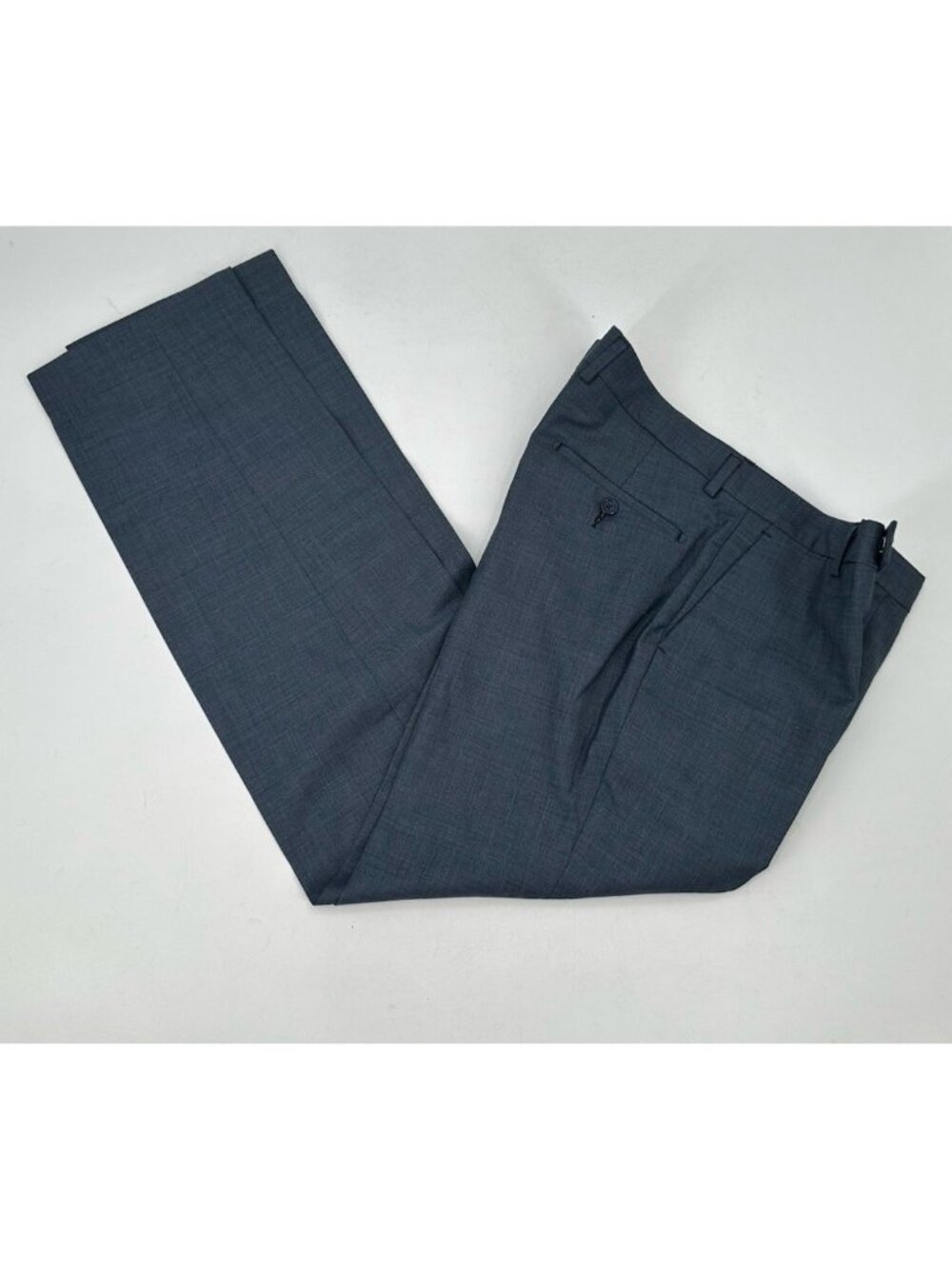 Paul Frederick Classic Wool Dress Pants Bluish Gray Flat Front Career  36x32.5"